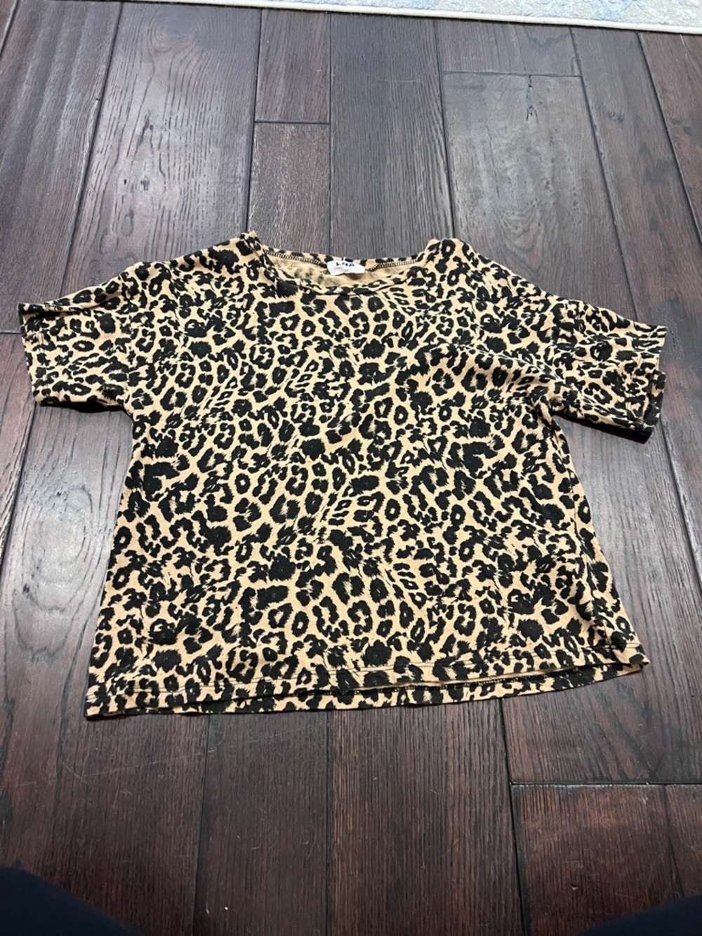 LNA Leopard Print Short Sleeve Top - Tan/Black